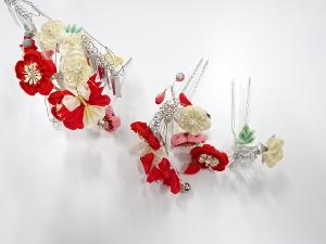 アンティーク　つまみ細工　びらびら髪飾りセット